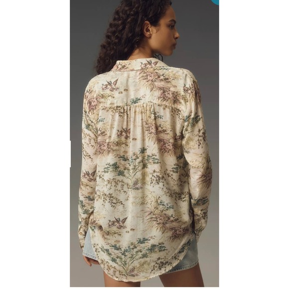 Anthropologie Pilcro The Romy Button Down Relaxed Floral Shirt Womens Small - Picture 2 of 11